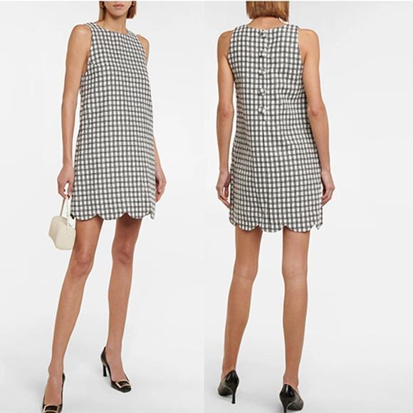 NWT Lisa Marie Fernandez Scalloped Checked Mini Dress Black & White Size: 8 - Picture 8 of 8